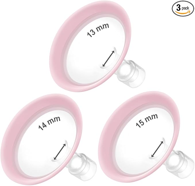 Maymom MyFit Flanges Pano Goldie Pack 13 14 15 mm Compatible with Medela Breast Pumps and Maymom Wide Base and Narrow Base Connectors