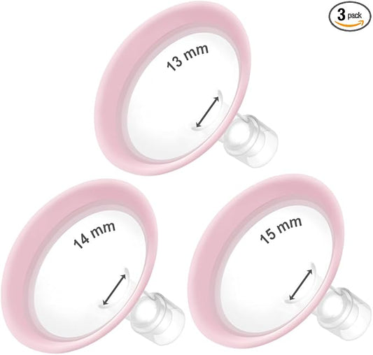 Maymom MyFit Flanges Pano Goldie Pack 13 14 15 mm Compatible with Medela Breast Pumps and Maymom Wide Base and Narrow Base Connectors