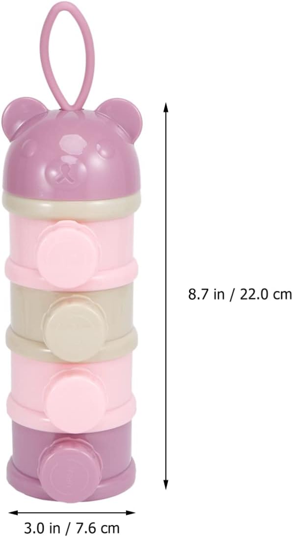 Alipis 4 Layers Portable Milk Powder Box for Baby Formula Storage Stackable Infant Milk Container with Leak-Proof Compartments for Travel and Feeding