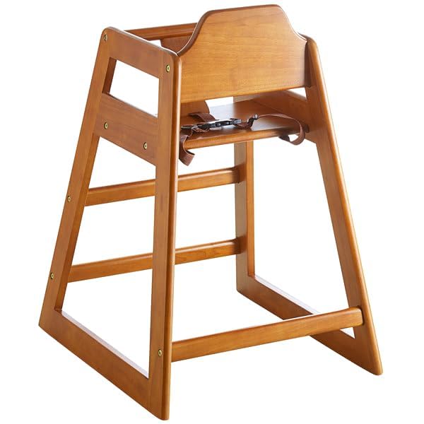 Standard Height Wooden High Chairs for Babies and Toddlers, Commercial Restaurant High Chair, Easy to Assemble, Walnut Finish