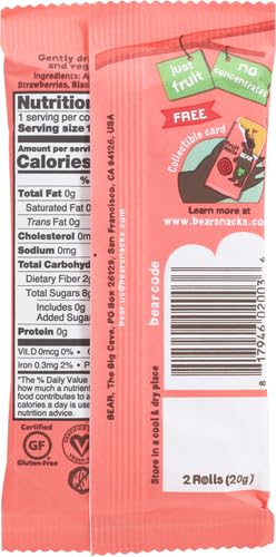 Bear Apple-Pear Strawberry Fruit Rolls, 0.7 oz (Pack of 6)