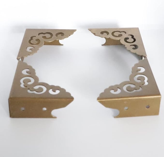 Metal Corner Guard Zinc Alloy Box Corner Protector Decorative Edge Cover Safety Guard Cabinet Furniture Corner Metal Bumpers Pack of 4