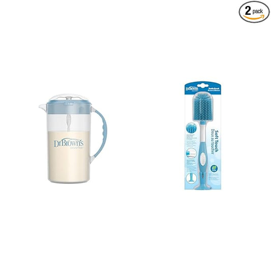 Dr. Brown's 32oz Baby Formula Mixing Pitcher, Bottle Brush & Nipple Cleaner Bundle, Blue