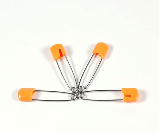 OsoCozy Cloth Diaper Nappy Pins 4 Packs - 4 Stainless Steel Safety Pins with Locking Plastic Heads. Durable, Safe and Cute 2.2 Inches Long (Orange)