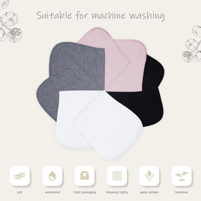 8 Pack Baby Burp Cloths, Unisex for Boys and Girls, Super Absorbent and Soft Towel,Solid Color (Multi)