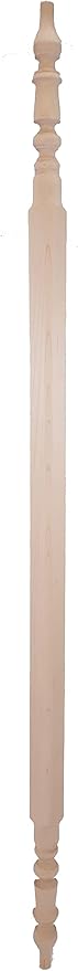 Highland Manor Wood Products Round on Square Corner Guard Both Ends Turned - 48" Tall x 1 1/2" Wide with 90-Degree Notch - Unfinished Oak Wood Corner Protectors for Walls (1 Guard)