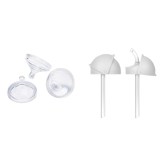 Boon Nursh Silicone Baby Bottle Nipples and Straw Sippy Cup Lids for Boon Nursh Bottles - 3 Count Extra Slow Flow Nipples and 2 Count Conversion Straw Tops