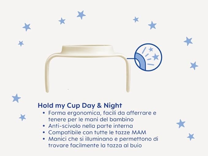 MAM Hold My Bottle Baby Bottle Handles Compatible with Baby Bottles, Non-Slip and Ergonomic, from 6 Months, Light Blue