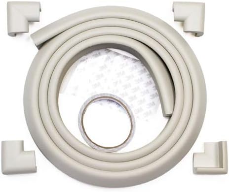 Prince Lionheart Table Edge Guard with 4 Corners, Kids Safety Edge and Corner Guards 12ft for Square and Circular Tables, Easy Trim to Desire Size, Grey/Beige