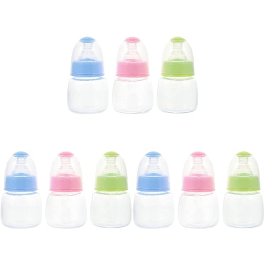 Kisangel Mini Infant Feeding Bottles Set 9 Pack 4Oz Plastic Baby Bottles with Soft Nipples Leak-Proof Design for Newborns Travel and Juice Milk Feeder