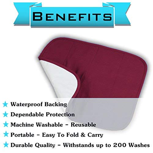 Comfort Finds Baby Changing Pad – Absorbent Reusable Diaper Changing Mat - Portable Waterproof Toddler Changing Liner (Burgundy, 3 Pack)