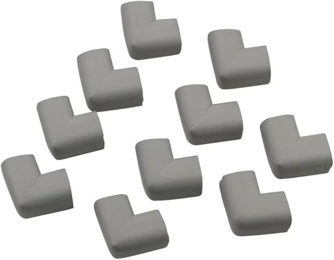 WONDERLAND Soft Rubber Foam Corner Protector Guards for Baby, Furniture Corner Guard, Edge Safety Bumpers, 3M Adhesive Pre-Taped (White/Brown, 10 Corners) (Coffee) (Gray)