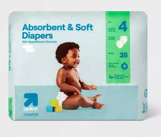 Disposable Diapers - (Size N - 162ct) up&up (Size-4, 28.0, Count)