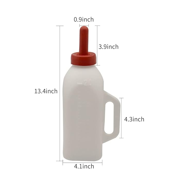 Calf Bottle with a Replacement Nipple 2.11 Quart Milk Feeder Nursing Feeding Bottle
