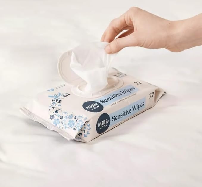 Millie Moon Sensitive Wipes (216 Count)-3 Packs of 72 Wipes(1Box)