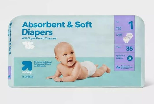 Disposable Diapers - (Size N - 162ct) up&up (Size-1, 35.0, Count)