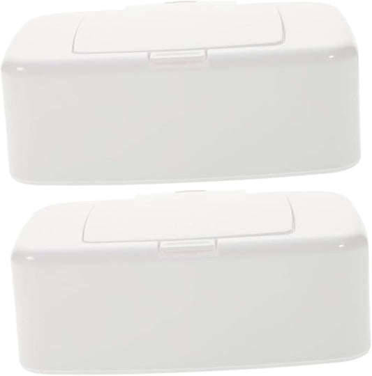 ibasenice 2pcs Storage Box Containers with Lids Toilet Paper Holder Moist Tissue Dispenser Tissue Storage Case Wipes Container Wipe Dispenser White Baby Pp Tissue Paper Makeup Remover