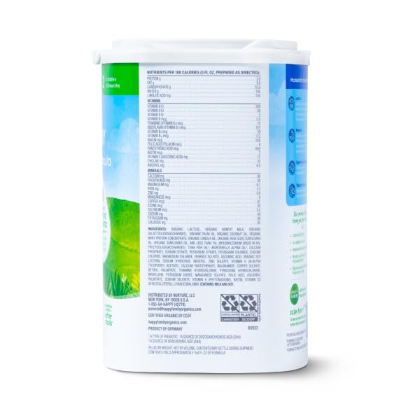 Happy Baby Organics Stage 2 Infant Formula, 6 12 Months, Milk Based Organic Baby Formula Powder with Iron, Probiotics & Prebiotics for Immune & Digestive Support, 22.9 Ounce (Pack of 1)