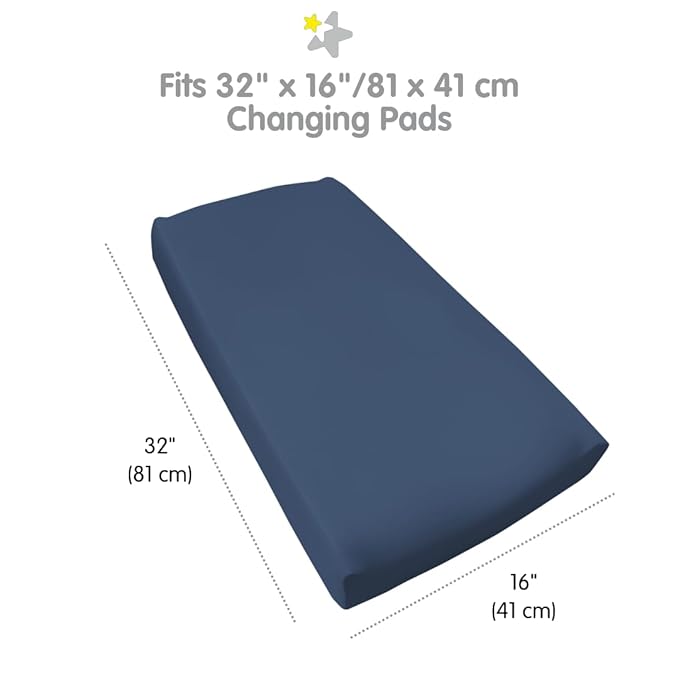 BreathableBaby Waterproof Cover, for 32" x 16"/81 x 41 cm Changing Pad, Navy (2-Pack)