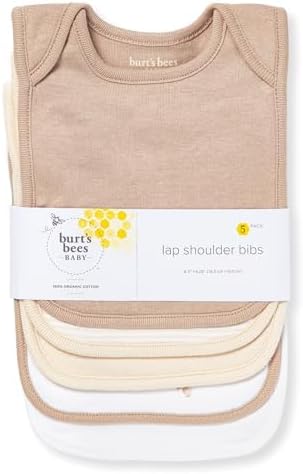 Burt’s Bees Baby Unisex Baby Bibs, Lap-Shoulder Drool Cloths, 100% Organic Cotton with Absorbent Terry Towel Backing Bibs