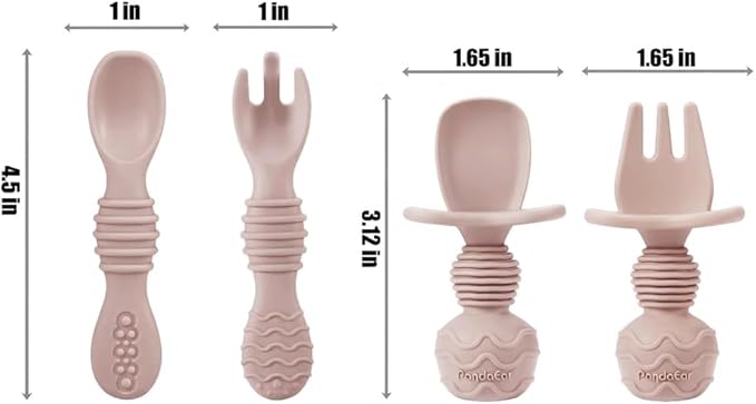 PandaEar Silicone Baby Feeding Set | 9PCS Baby Led Weaning Supplies Self Feeding Utensils | Divided Suction Plate Bowl Bibs Sippy Cup with Baby Snack Container Spoons Forks (Pink)