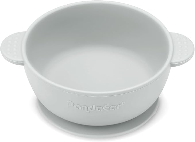 PandaEar 3 Pack Silicone Baby Bowls with Suction – Stay Put Silicone Bowls for Toddlers & Kids – Unbreakable First Stage Self Feeding Supplies – BPA-Free Infant Feeding Set (Blue/Green/Grey)