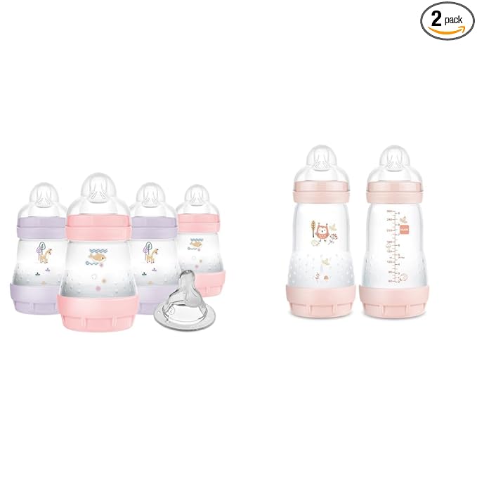 MAM Easy Start Anti-Colic Baby Bottles, Slow & Medium Flow Silicone Nipples, 5 & 9 oz, Reduces Colic, Gas, & Reflux, BPA-Free, Self-Sterilizing, Sustainable