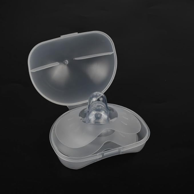 Breastfeeding Nipple Shields for Nursing Newborn Baby Nippleshield Breast Feeding 2 Count with Sterilizing Storage Case Clear (Size 13-16MM)