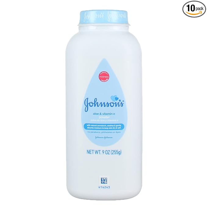 Johnson's, Baby Powder with Aloe & Vitamin E, 9 Ounce, 10 Pack