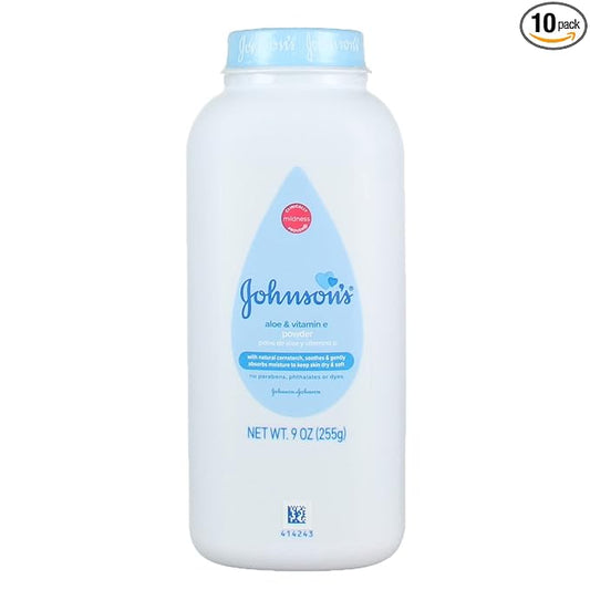 Johnson's, Baby Powder with Aloe & Vitamin E, 9 Ounce, 10 Pack