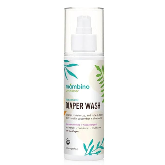 Mambino Organics Diaper Area Wash, Gentle No-Rinse Diaper Rash Spray for Sensitive Skin, Baby Cleansing Water with Organic Chamomile, Vegan, Safe for Newborns, 5 fl oz