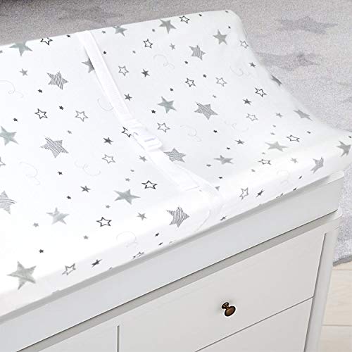 TL Care Printed 100% Cotton Knit Fitted Contoured Changing Table Pad Cover - Compatible with Mika Micky Bassinet, Super Stars, for Boys and Girls