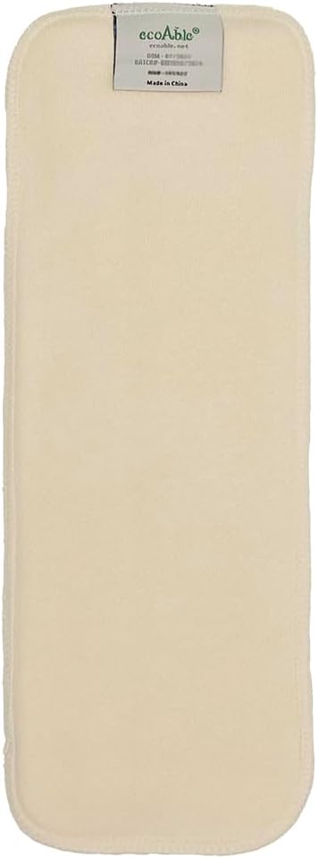 EcoAble 4-Layer Hemp Diaper Inserts – Overnight Boosters for Heavy Wetters – Reusable Absorbency Doublers – Fits Pocket, Cotton Prefold & Cover – Washable Natural Fiber Liners (Pack of 1)