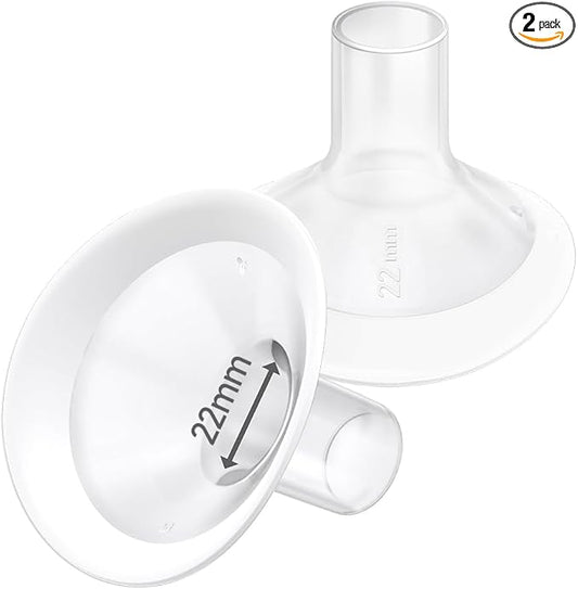 2pcs 22mm Soft Rim Flanges with 106 Degree Wider Opening Angle for Medela Breast Pump, PersonalFit, Freestyle, Maxflow, Freestyle Flex Swing Maxi Connector,Lansinoh Signature Pro