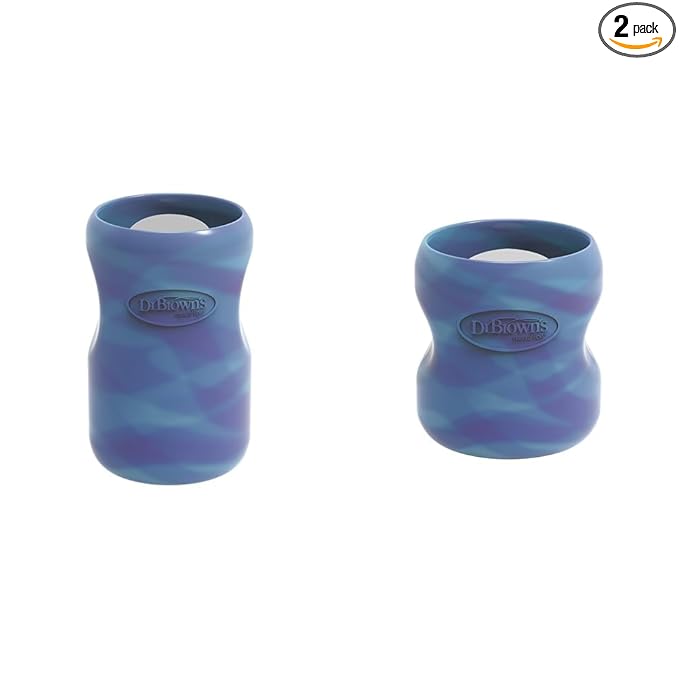 Dr. Brown's Options+ Wide-Neck Glass Bottle Sleeve, 100% Silicone, Glow-in-the-Dark, BPA-Free, 5 oz + 9 oz, 2-Pack