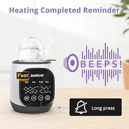 400W Fast Baby Bottle Heater, 7-in-1 Bottle Heater for Breast Milk and Formula, Food Jar, Breast Milk Bag, Timer, BPA-Free, Intelligent Accurate Temperature Control and LCD Display, 24 Hours Constant