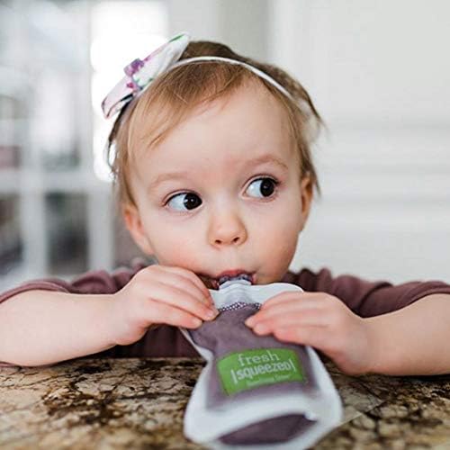 Infantino Squeeze Station, Baby Food Maker & Pouch Filler, Fill 3 Reusable Pouches at Once, Easy to Use, Dishwasher Safe, Homemade Baby Food Prep Essential, Purple