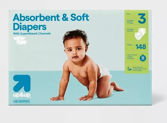 Disposable Diapers - (Size N - 162ct) up&up (Size-3, 148.0, Count)