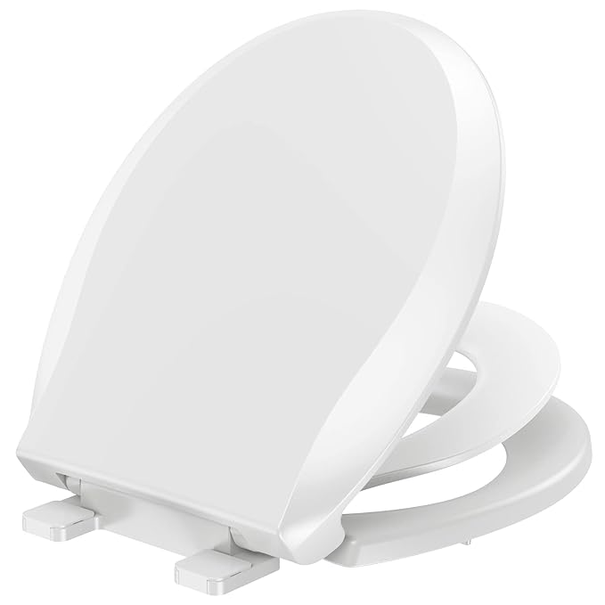 YASFEL Toddler Toilet Seat Built in, Potty Training Toilet Seat for Toddlers, Kids & Adults White Plastic Toilet Seats Standard Round Slow Close with Magnets(White, 16.5”)