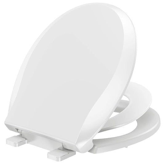 YASFEL Toddler Toilet Seat Built in, Potty Training Toilet Seat for Toddlers, Kids & Adults White Plastic Toilet Seats Standard Round Slow Close with Magnets(White, 16.5”)