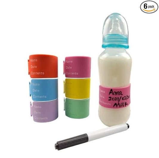 6 Pcs Reusable Silicone Labels for Baby Bottle Toddlers Nursery Daycare Essentials