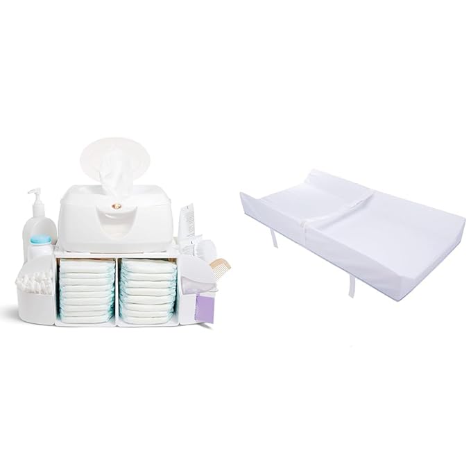 Munchkin® Diaper Change Organizer & Secure Grip™ Contoured Baby Diaper Changing Pad for Dresser, Waterproof, 16" x 31"