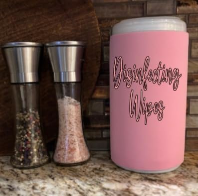 Rose Gold Script Decorative Cleaning Wipe Covers (Pink, Small)