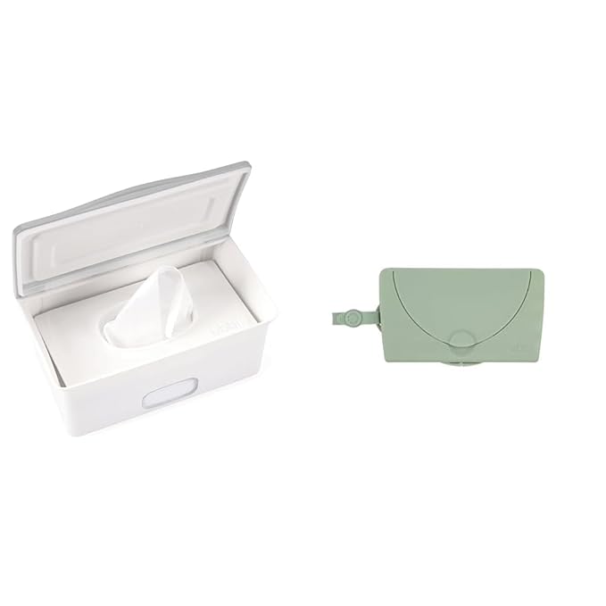 Ubbi Baby Wipes Dispensers with Weighted Plate, Portable On-The-Go Wipes Holder, Keeps Wipes Moist and Fresh, Fits Most Diaper Bags