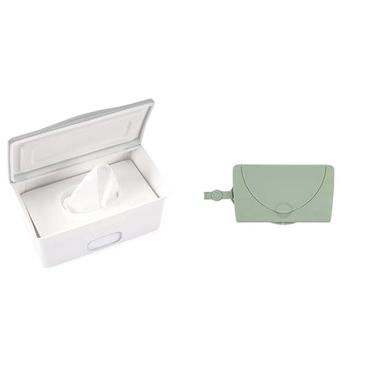 Ubbi Baby Wipes Dispensers with Weighted Plate, Portable On-The-Go Wipes Holder, Keeps Wipes Moist and Fresh, Fits Most Diaper Bags