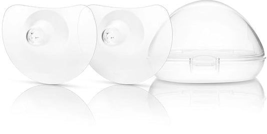 Breastfeeding Nipple Shield – Soft Silicone Contact Shield for Flat or Inverted Nipples, Safe BPA/BPS Free, 1 Pair with Portable Case (20mm)