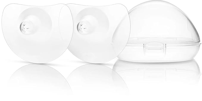 Breastfeeding Nipple Shield – Soft Silicone Contact Shield for Flat or Inverted Nipples, Safe BPA/BPS Free, 1 Pair with Portable Case (16mm)