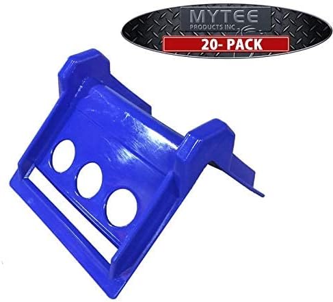 Mytee Products (20 Pack V Shaped Board 4" Blue Plastic Corner Edge Protectors for Cargo Loads | Tie Down Strap Guard for Winch, Ratchet Straps on Flatbed Trailers | V-Style Tie Downs Edge Protectors