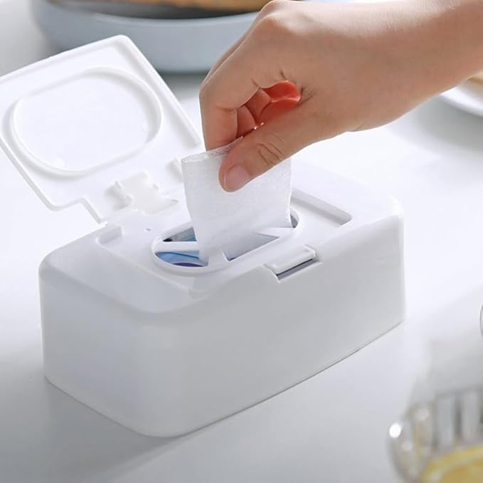 BESPORTBLE 3Pcs White PP Wipe Dispenser Box: Push Button Holder for Baby and Adult Flushable Wipes - Minimalist Wet Tissue Case Fits Water