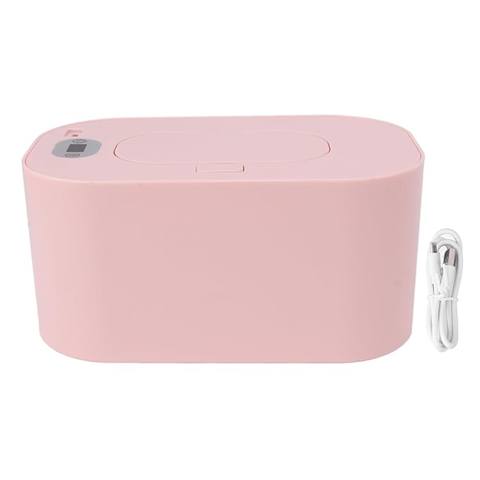Baby Wipe Warmer, USB Constant Temperature Portable Wipe Heater Temperature Adjustment Warm Keeper Dispenser Large Capacity, Evenly Overall Heating 5V (Roseate)